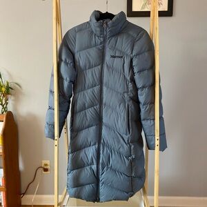 Marmot Women's Blue Long Puffer Coat